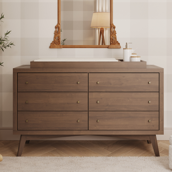 Mid-Century 6 Drawer Dresser in Walnut