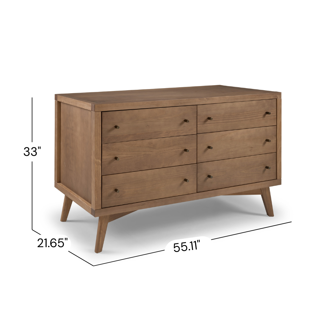 Mid-Century 6 Drawer Dresser in Walnut