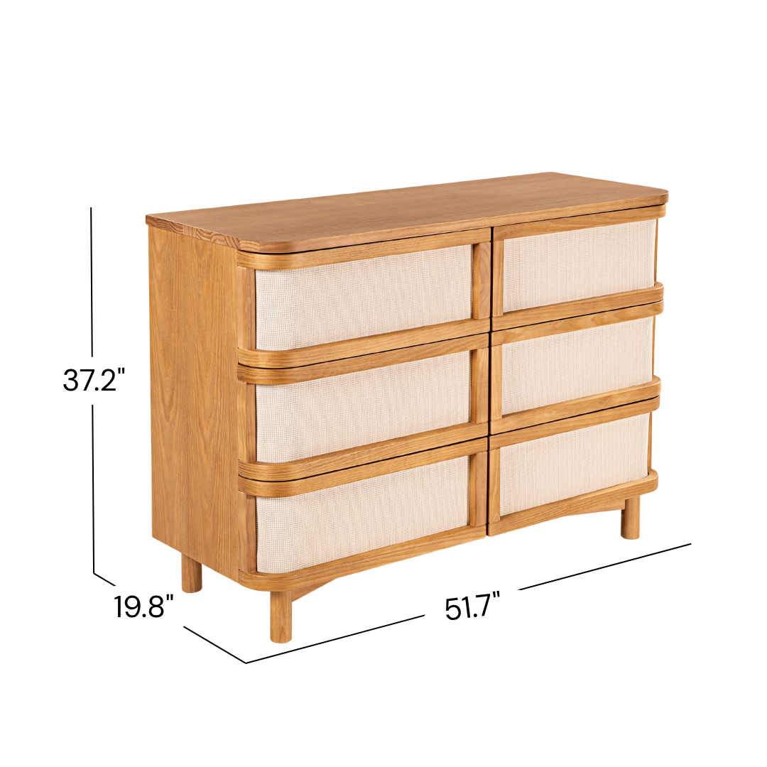 Samba 6 Drawer Dresser in Hazelnut