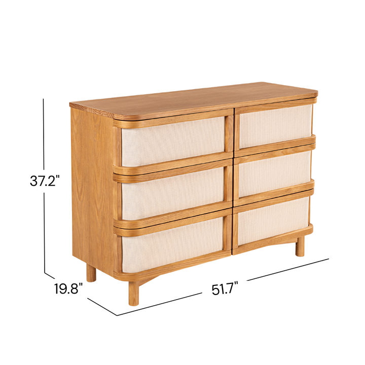 Samba 6 Drawer Dresser in Hazelnut